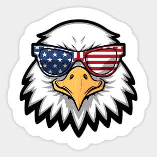 Eagle head with American flag sunglasses Sticker